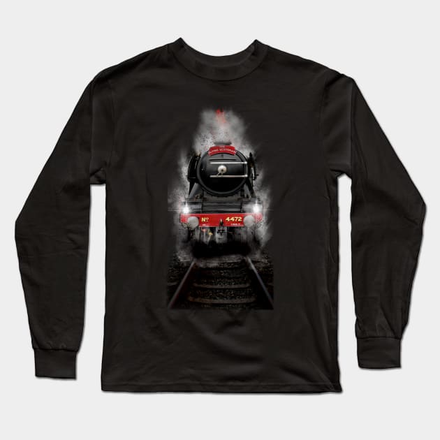 Flying Scotsman at Night Long Sleeve T-Shirt by MotorManiac